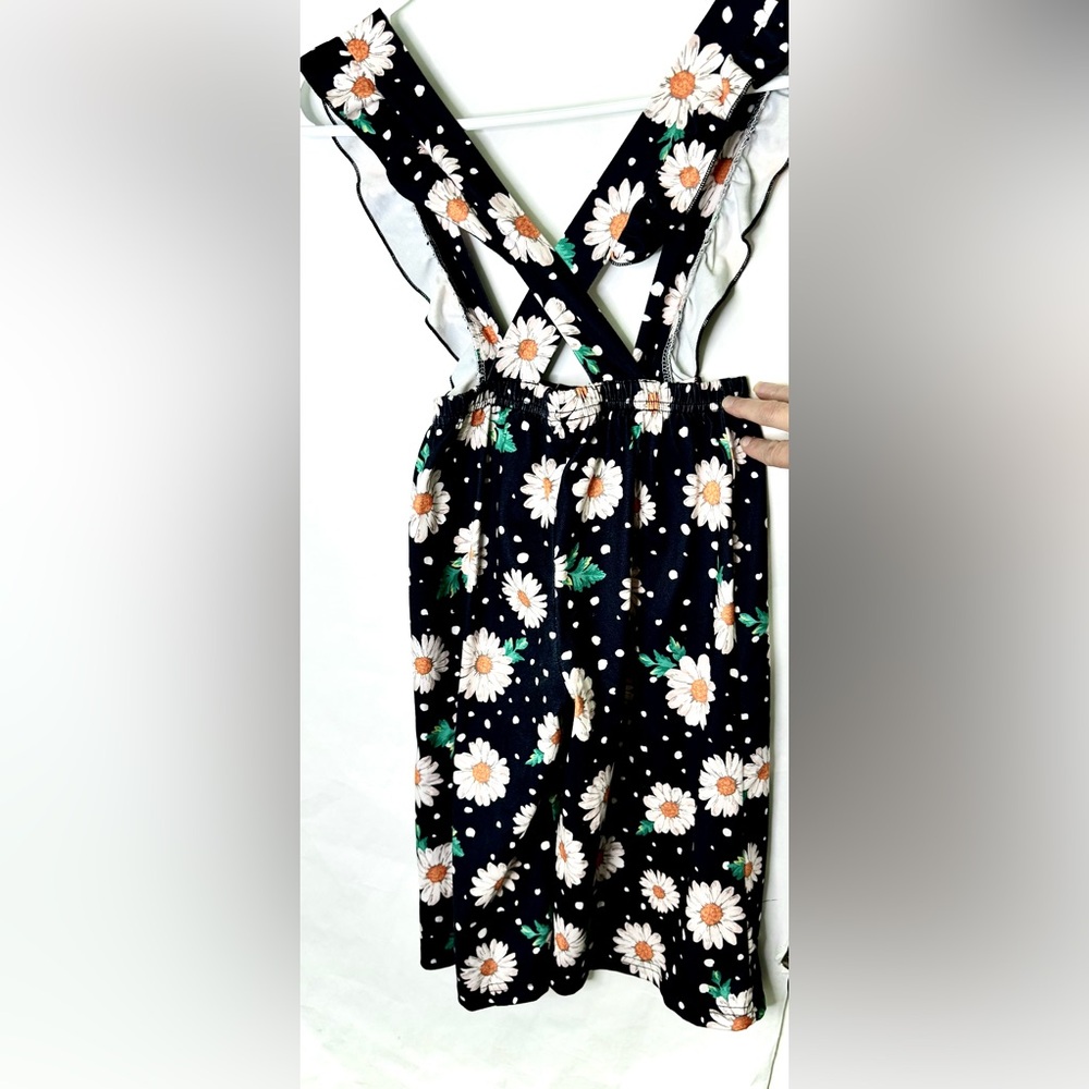 Girls Black & White Poke A Dot and Daisy Overalls
